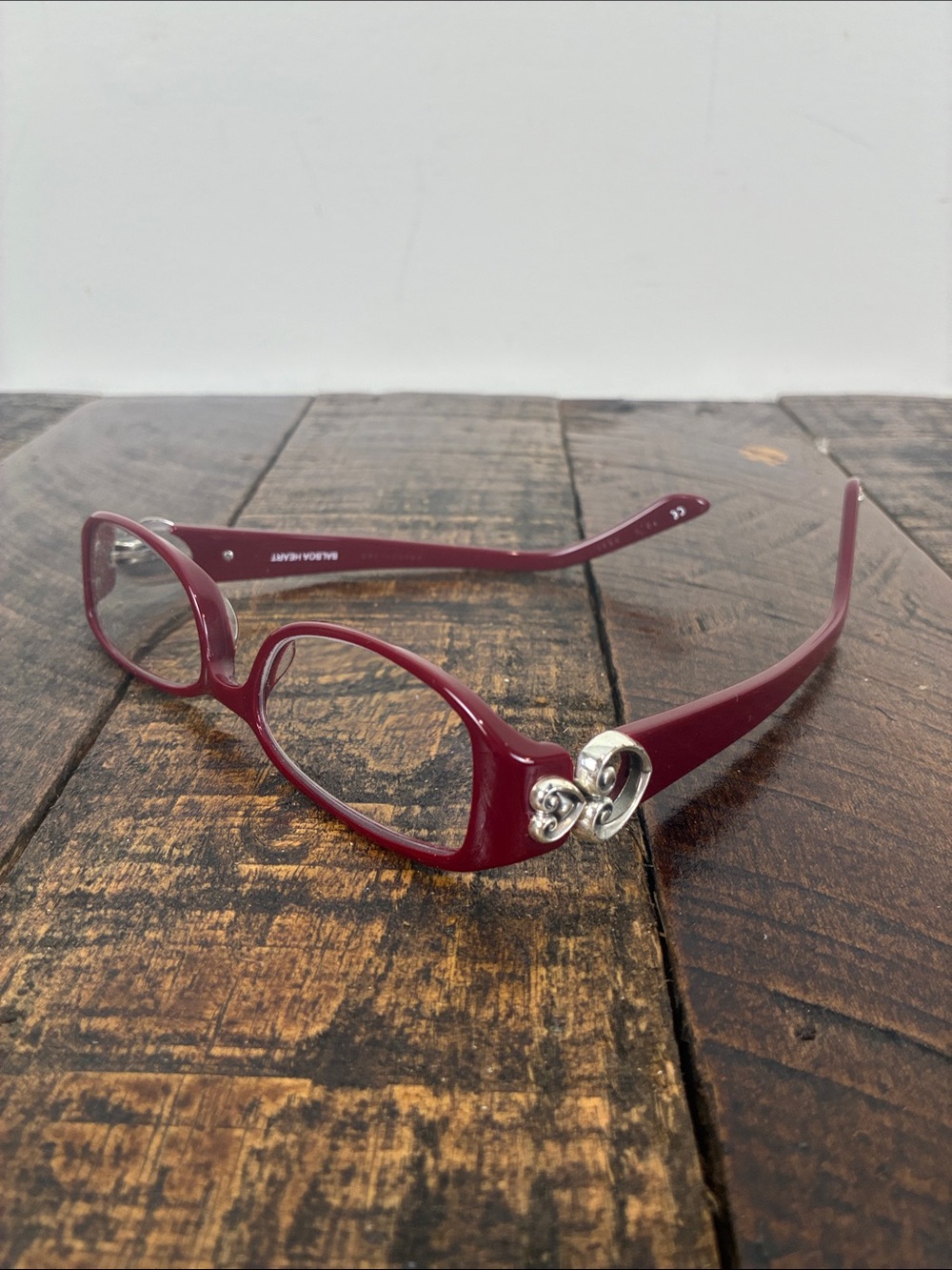 Brighton Women's Decorative Temple Eyeglasses Readers +2.50 Balboa Heart Red